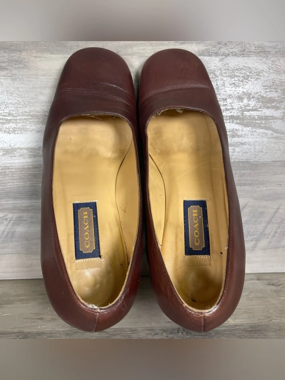 Coach‎ Womens 8.5 Brown Leather City Mid Heel Pump W/ Box Vintage Professional